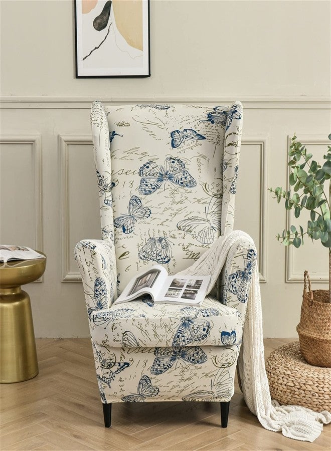 Eco-Ancheng Wingback Chair Slipcover 2 Piece Wingback Chair Cover Spandex Wing Chair Slipcovers Wingback Armchair Covers with Elastic Bottom for Living Room Wingback Chair - Image 2